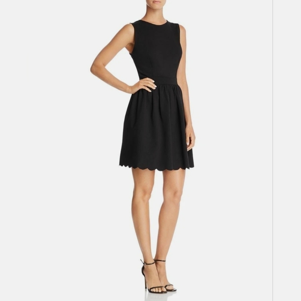 NWT Black Aqua Sleeveless Dress Scalloped Hem - S